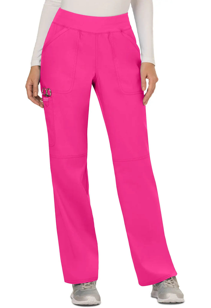 Cherokee Scrubs Women's Mid Rise Straight Leg Pull-on Pant Electric Pink | scrub-supply.com