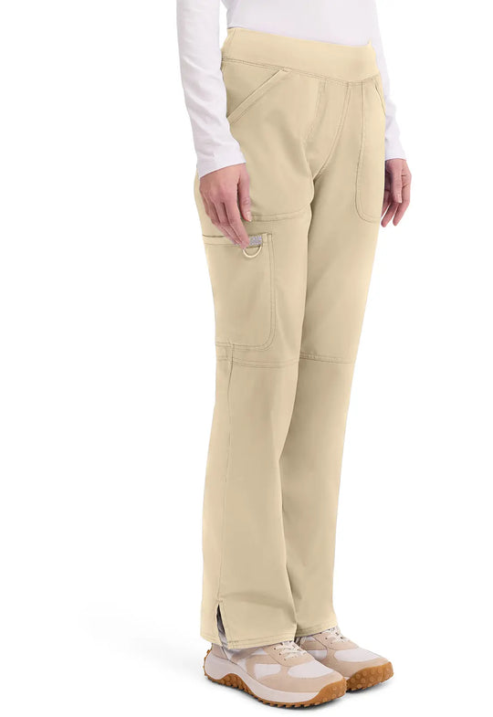 Cherokee Scrubs Women's Mid Rise Straight Leg Pull-on Pant Khaki | scrub-supply.com
