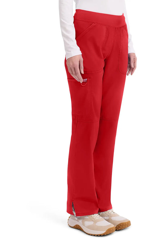 Cherokee Scrubs Women's Mid Rise Straight Leg Pull-on Pant Red | scrub-supply.com