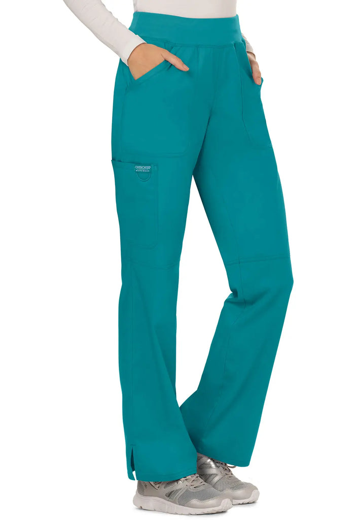 Cherokee Scrubs Women's Mid Rise Straight Leg Pull-on Pant Teal | scrub-supply.com