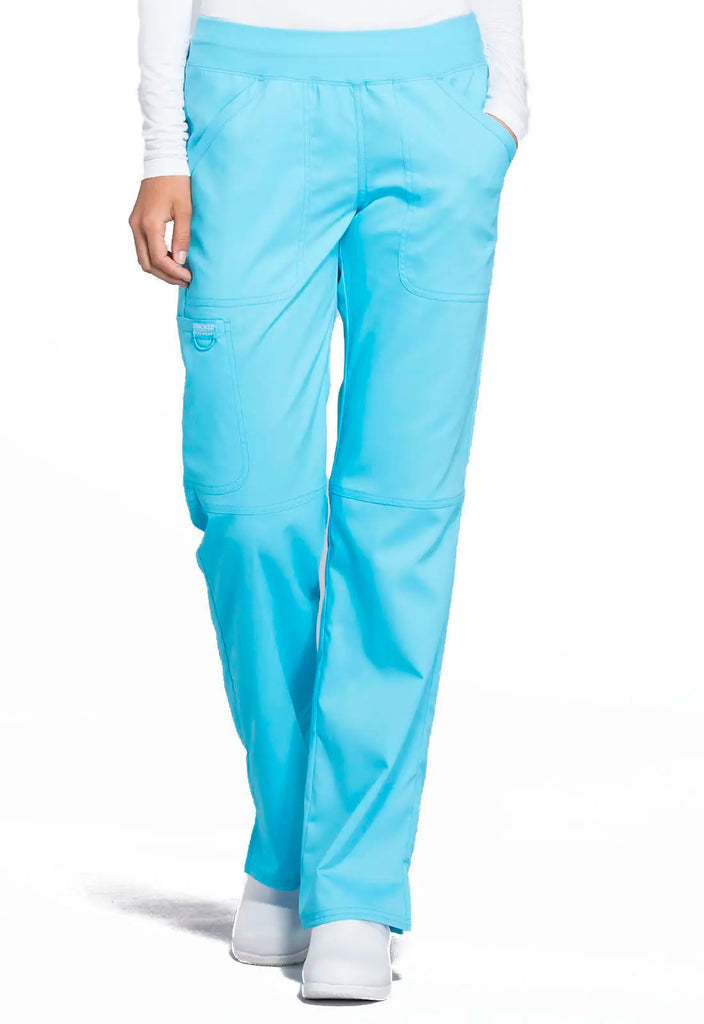 Cherokee Scrubs Mid Rise Straight Leg Pull-on Pant Turquoise | scrub-supply.com