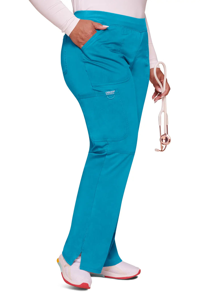 Cherokee Scrubs Women's Mid Rise Straight Leg Pull-on Pant Turquoise | scrub-supply.com