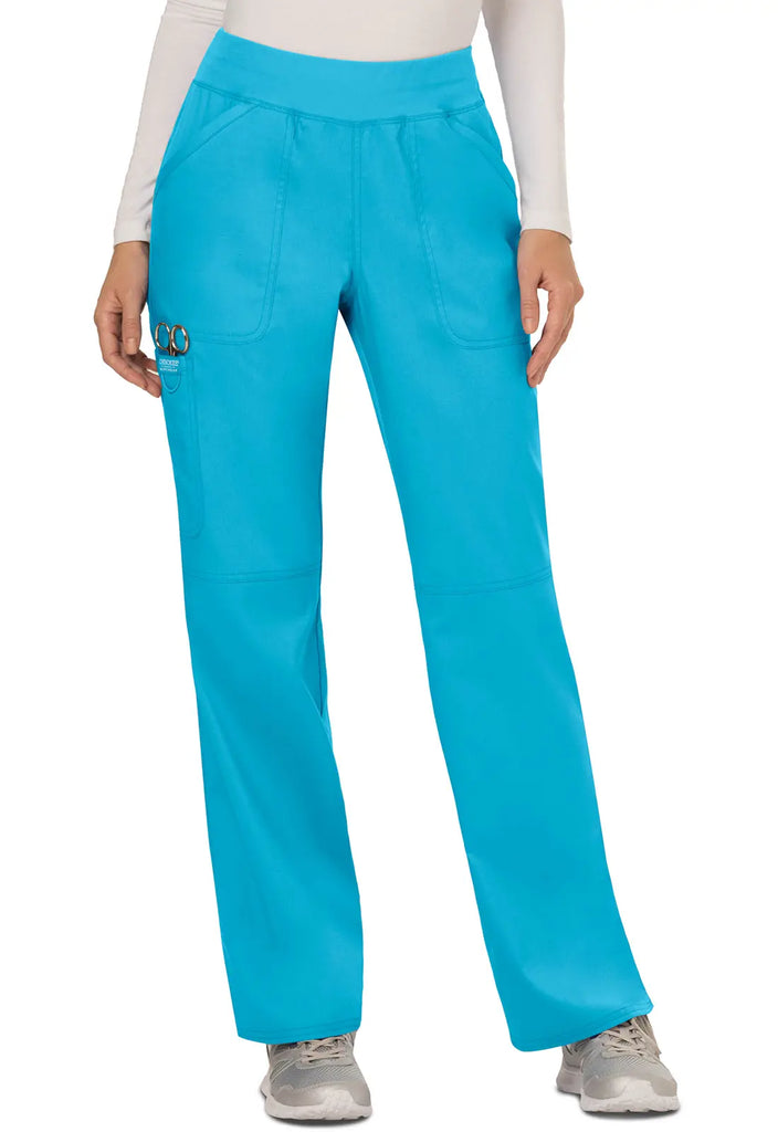 Cherokee Scrubs Women's Mid Rise Straight Leg Pull-on Pant Turquoise | scrub-supply.com