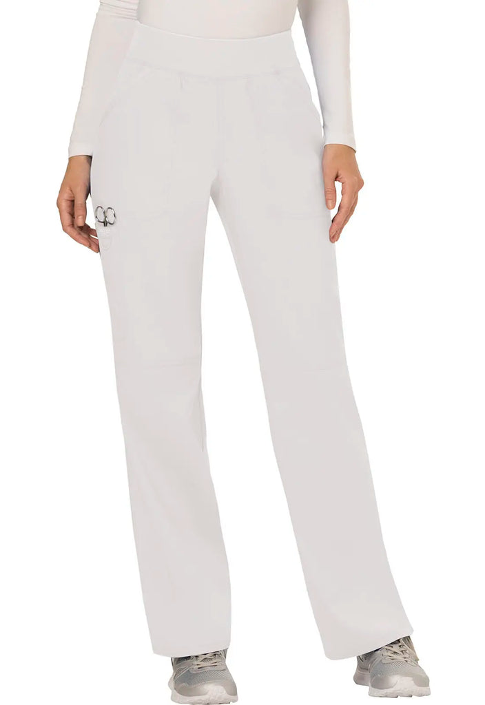 Cherokee Scrubs Mid Rise Straight Leg Pull-on Pant White | scrub-supply.com