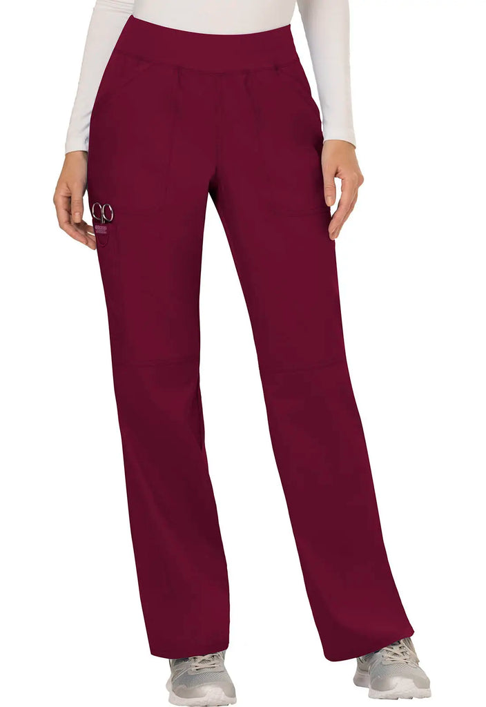 Cherokee Scrubs Mid Rise Straight Leg Pull-on Pant Wine | scrub-supply.com