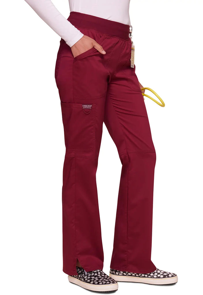 Cherokee Scrubs Mid Rise Straight Leg Pull-on Pant Wine | scrub-supply.com