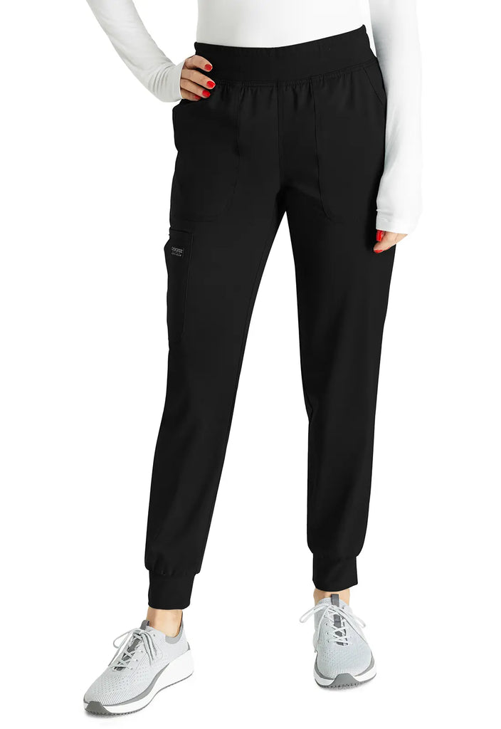 Cherokee Scrubs Women's Mid Rise Jogger Black | scrub-supply.com