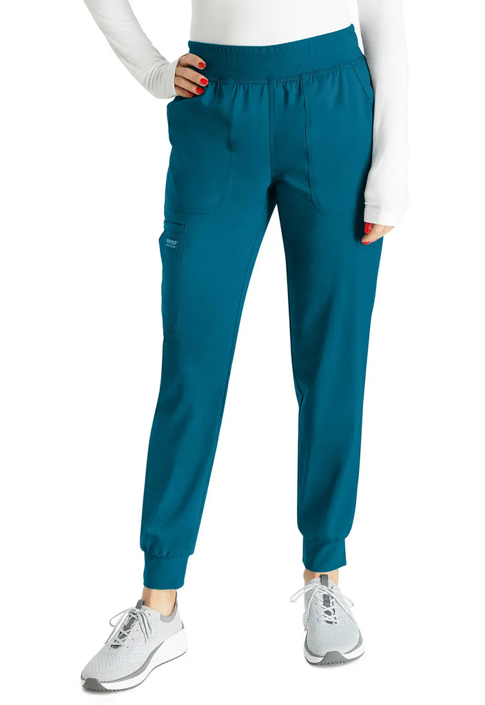Cherokee Scrubs Women's Mid Rise Jogger Caribbean Blue | scrub-supply.com