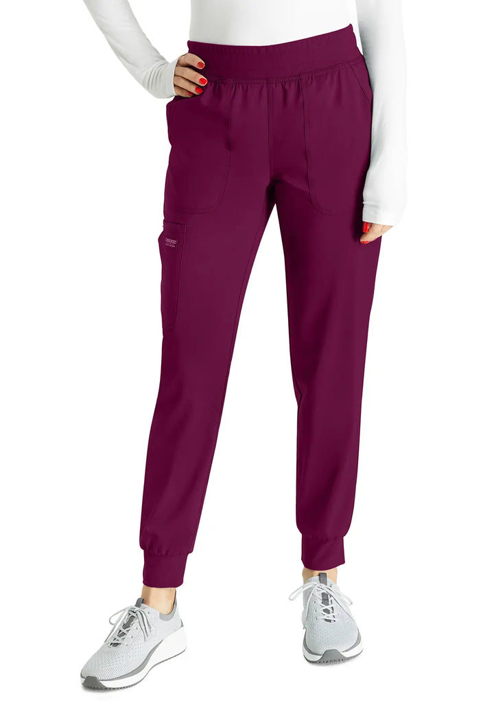Cherokee Scrubs Women's Mid Rise Jogger Wine | scrub-supply.com