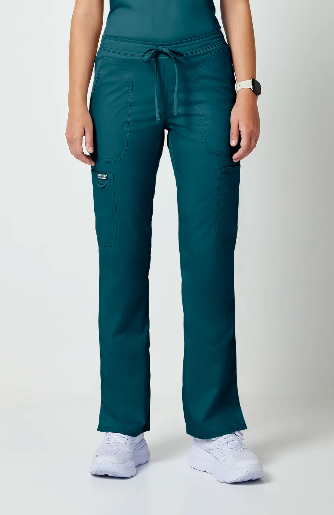 Cherokee Scrubs Women's Mid Rise Moderate Flare Leg Drawstring P Caribbean Blue | scrub-supply.com