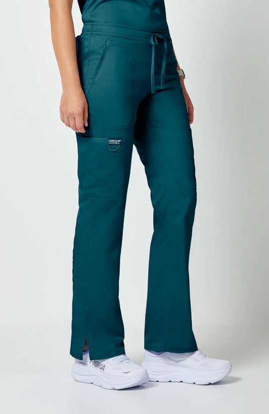 Cherokee Scrubs Women's Mid Rise Moderate Flare Leg Drawstring P Caribbean Blue | scrub-supply.com