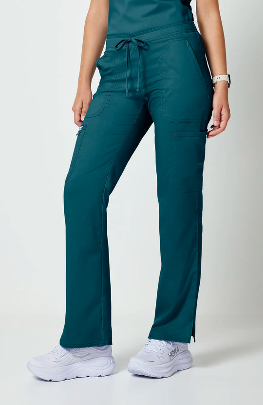 Cherokee Scrubs Women's Mid Rise Moderate Flare Leg Drawstring P Caribbean Blue | scrub-supply.com