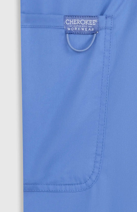 Cherokee Scrubs Women's Mid Rise Moderate Flare Leg Drawstring P Ceil Blue | scrub-supply.com