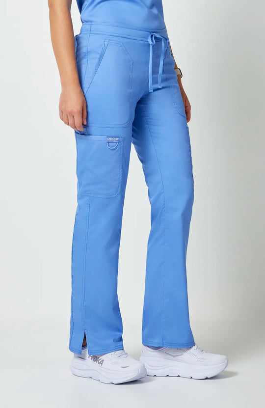 Cherokee Scrubs Women's Mid Rise Moderate Flare Leg Drawstring P Ceil Blue | scrub-supply.com