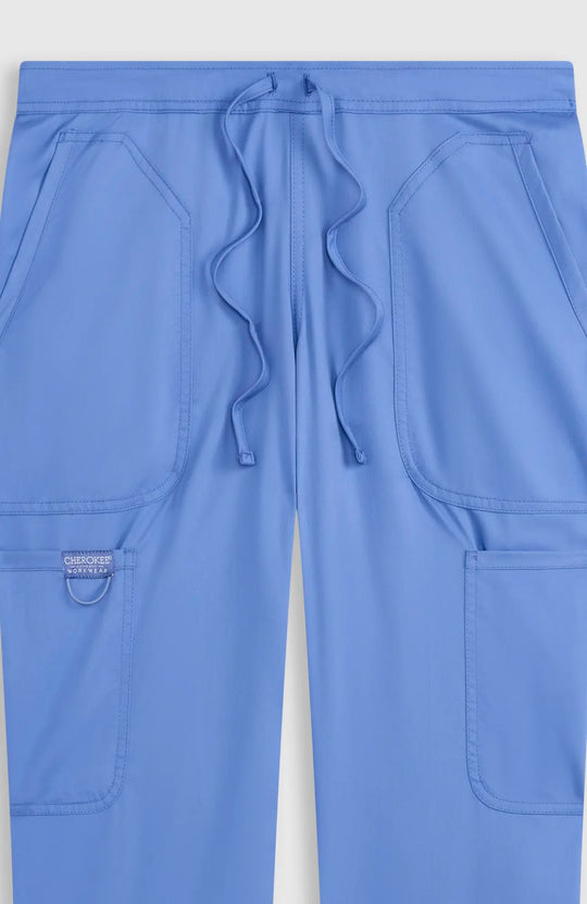Cherokee Scrubs Women's Mid Rise Moderate Flare Leg Drawstring P Ceil Blue | scrub-supply.com