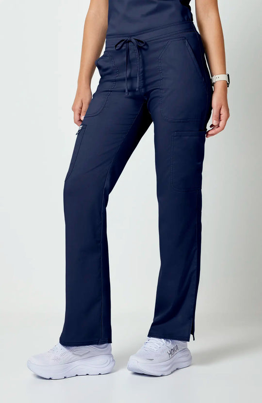 Cherokee Scrubs Women's Mid Rise Moderate Flare Leg Drawstring P Navy | scrub-supply.com