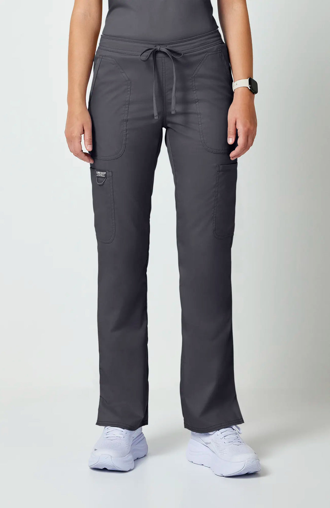 Cherokee Scrubs Women's Mid Rise Moderate Flare Leg Drawstring P Pewter | scrub-supply.com