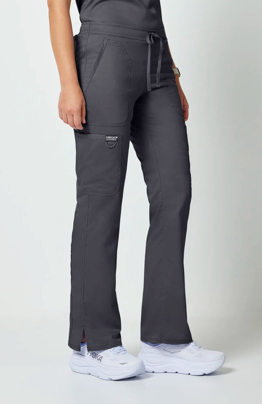 Cherokee Scrubs Women's Mid Rise Moderate Flare Leg Drawstring P Pewter | scrub-supply.com