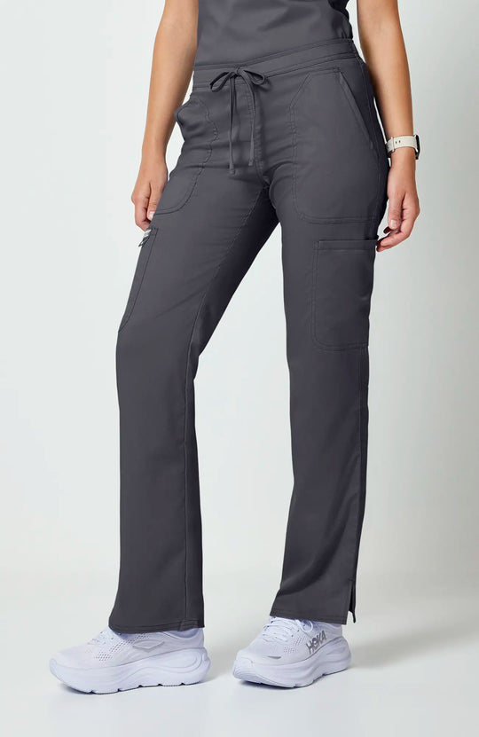 Cherokee Scrubs Women's Mid Rise Moderate Flare Leg Drawstring P Pewter | scrub-supply.com