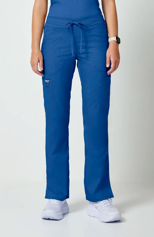 Cherokee Scrubs Women's Mid Rise Moderate Flare Leg Drawstring P Royal Blue | scrub-supply.com