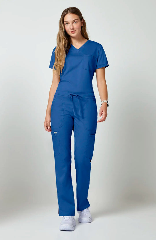 Cherokee Scrubs Women's Mid Rise Moderate Flare Leg Drawstring P Royal Blue | scrub-supply.com