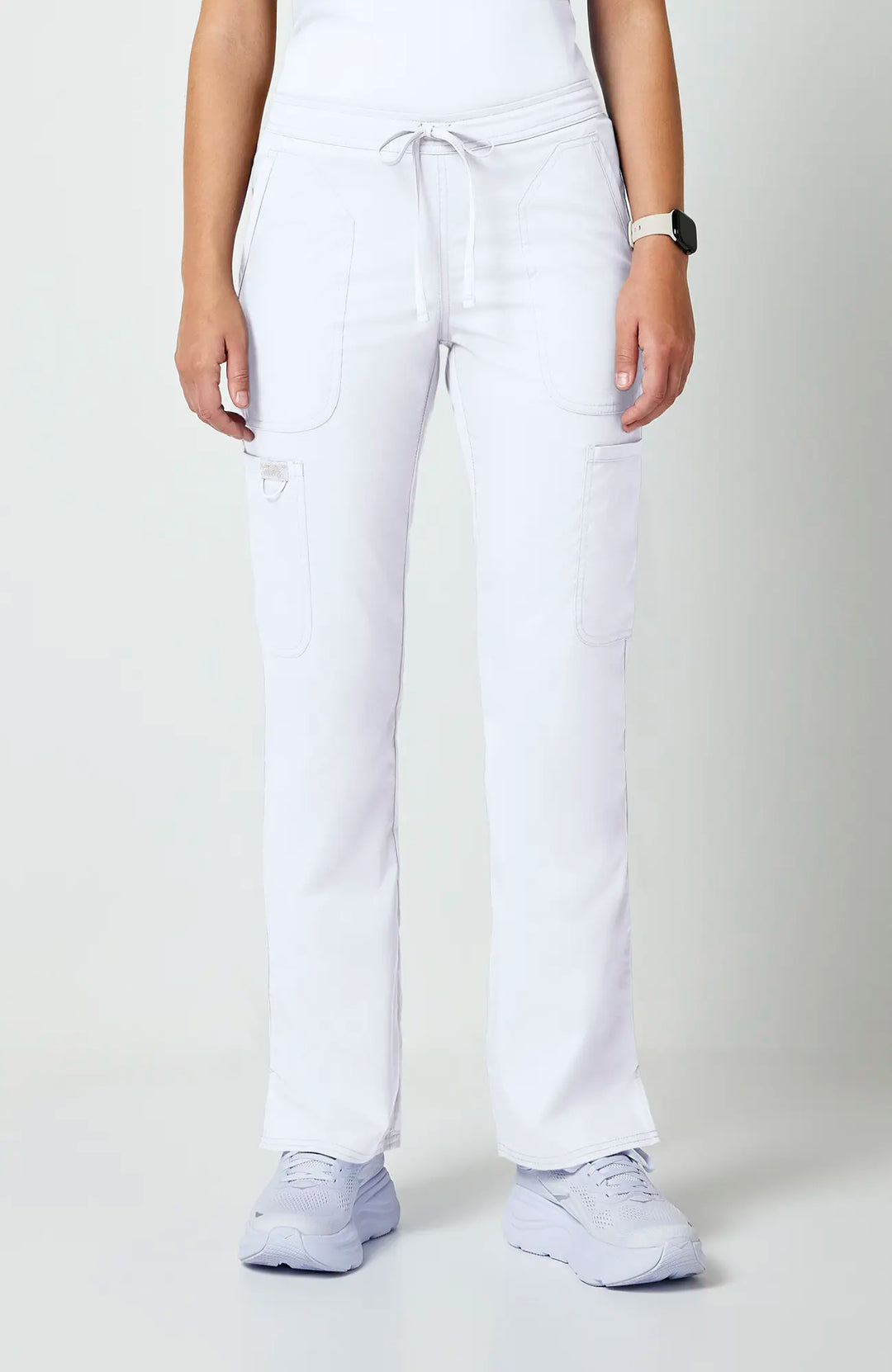 Cherokee Scrubs Women's Mid Rise Moderate Flare Leg Drawstring P White | scrub-supply.com