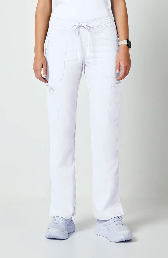 Cherokee Scrubs Women's Mid Rise Moderate Flare Leg Drawstring P White | scrub-supply.com