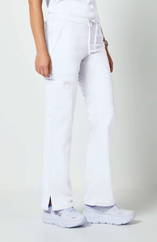 Cherokee Scrubs Women's Mid Rise Moderate Flare Leg Drawstring P White | scrub-supply.com