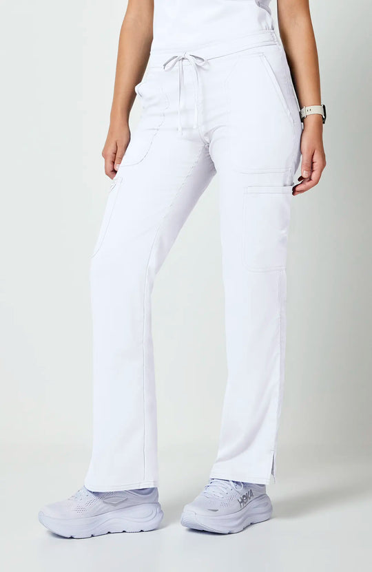 Cherokee Scrubs Women's Mid Rise Moderate Flare Leg Drawstring P White | scrub-supply.com