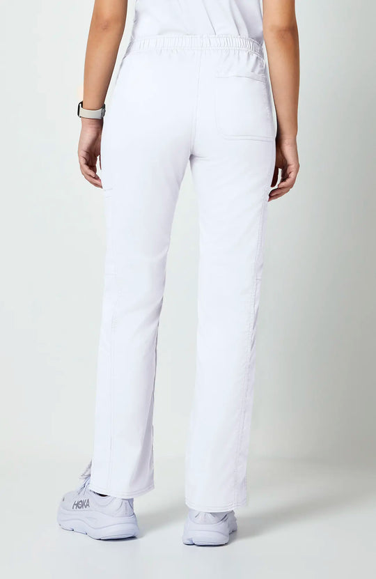 Cherokee Scrubs Women's Mid Rise Moderate Flare Leg Drawstring P White | scrub-supply.com