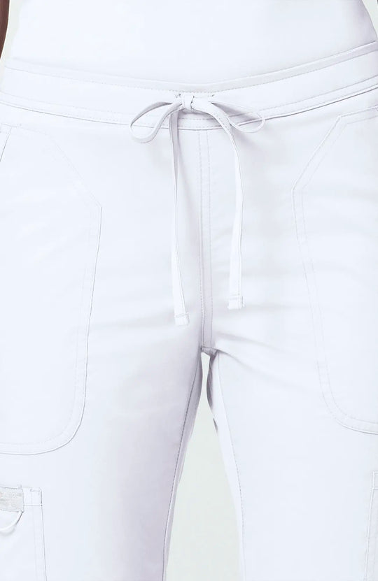 Cherokee Scrubs Women's Mid Rise Moderate Flare Leg Drawstring P White | scrub-supply.com