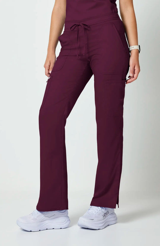 Cherokee Scrubs Women's Mid Rise Moderate Flare Leg Drawstring P Wine | scrub-supply.com