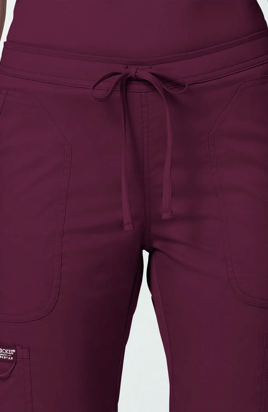 Cherokee Scrubs Women's Mid Rise Moderate Flare Leg Drawstring P Wine | scrub-supply.com