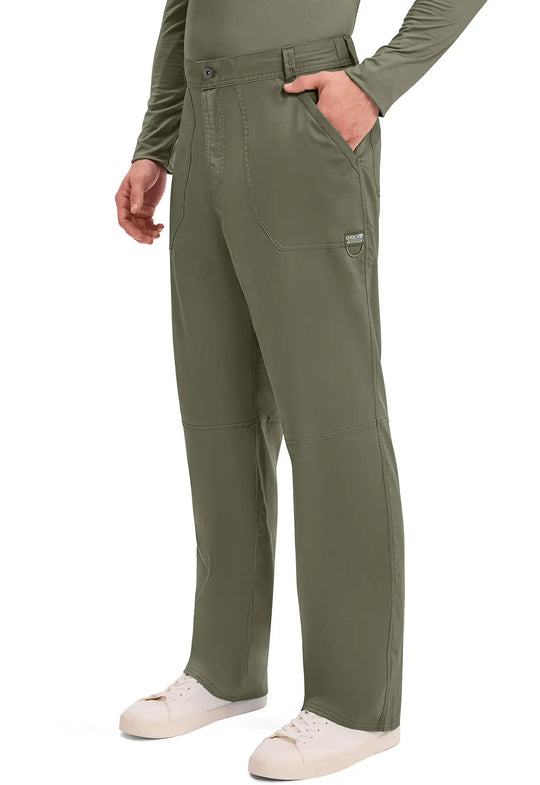 Cherokee Scrubs Men's Mid Rise Tapered Leg Pant Olive | scrub-supply.com