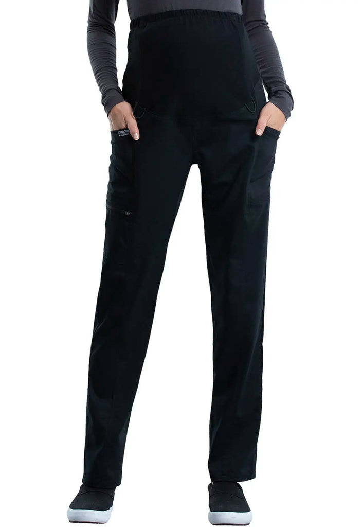 Cherokee Scrubs Maternity Straight Leg Pant Black | scrub-supply.com