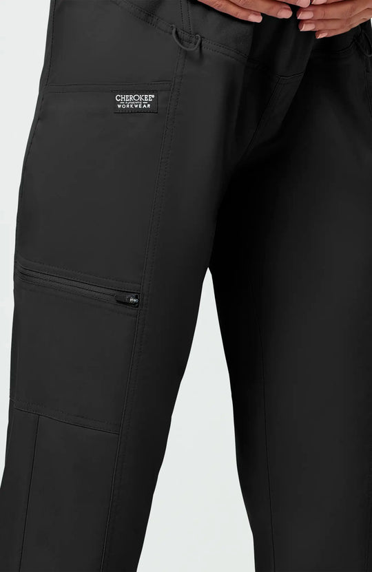 Cherokee Scrubs Maternity Straight Leg Pant Black | scrub-supply.com
