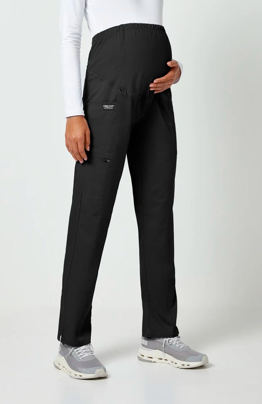 Cherokee Scrubs Maternity Straight Leg Pant Black | scrub-supply.com
