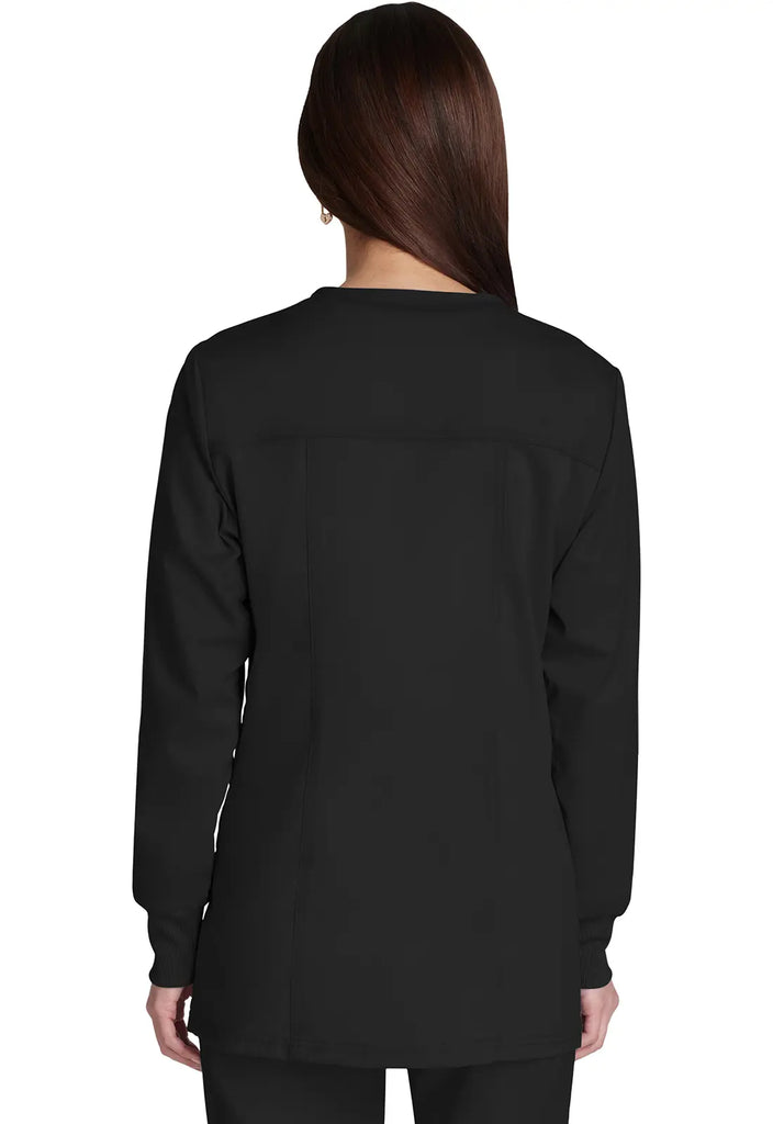 Cherokee Scrubs Women's Snap Front Warm-up Jacket Black | scrub-supply.com