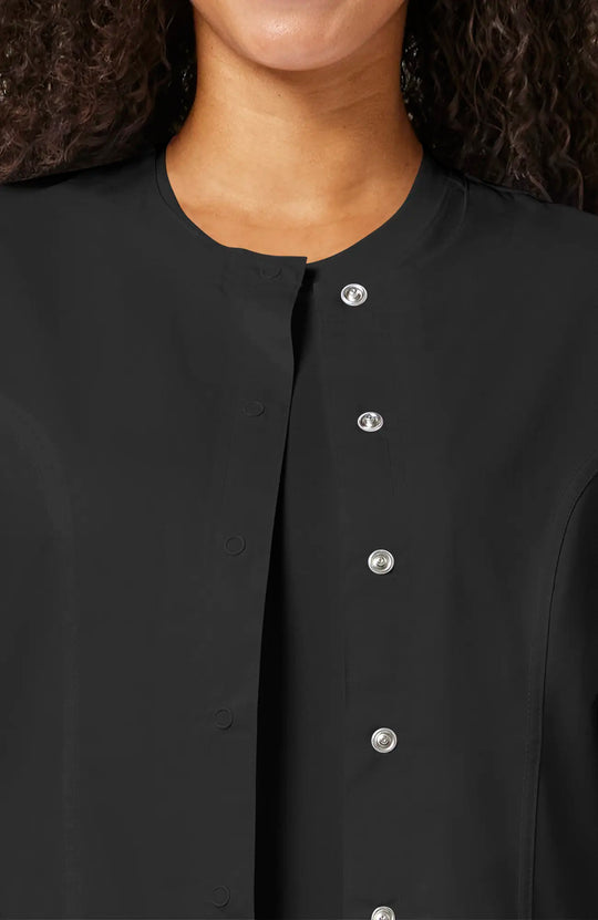 Cherokee Scrubs Women's Snap Front Warm-up Jacket Black | scrub-supply.com