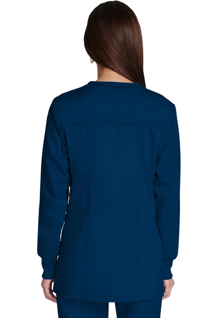 Cherokee Scrubs Women's Snap Front Warm-up Jacket Navy | scrub-supply.com