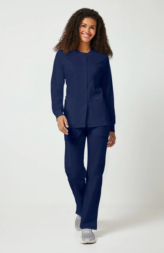 Cherokee Scrubs Women's Snap Front Warm-up Jacket Navy | scrub-supply.com
