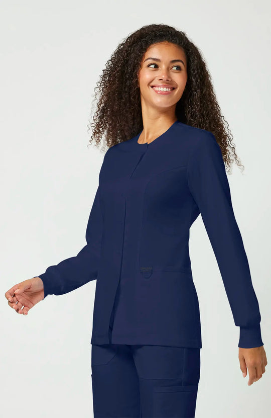 Cherokee Scrubs Women's Snap Front Warm-up Jacket Navy | scrub-supply.com
