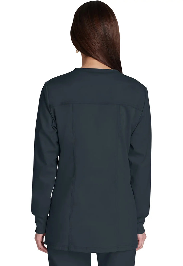 Cherokee Scrubs Women's Snap Front Warm-up Jacket Pewter | scrub-supply.com