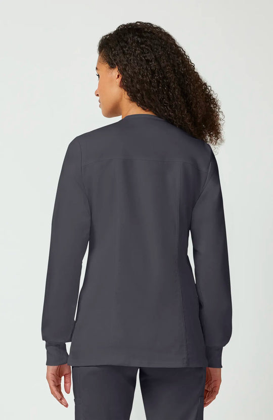 Cherokee Scrubs Women's Snap Front Warm-up Jacket Pewter | scrub-supply.com