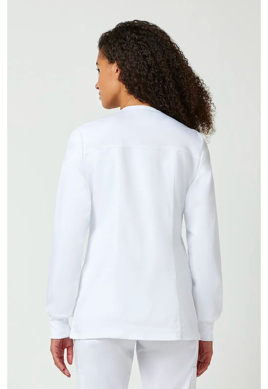 Cherokee Scrubs Women's Snap Front Warm-up Jacket White | scrub-supply.com
