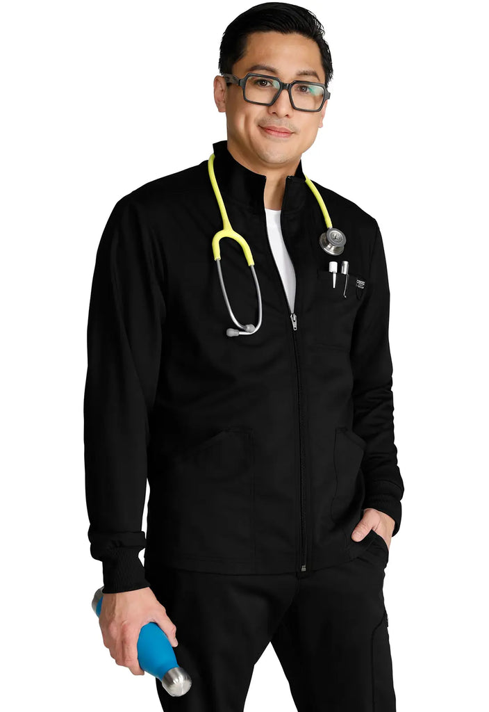 Cherokee Scrubs Men's Mens Jacket Black | scrub-supply.com