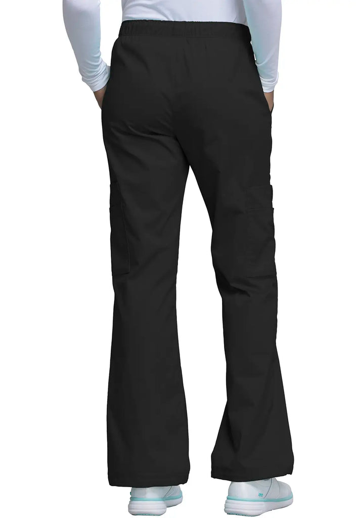 Cherokee Scrubs Women's Mid Rise Pull-On Cargo Pant Black | scrub-supply.com