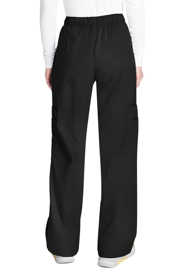 Cherokee Scrubs Women's Mid Rise Pull-On Cargo Pant Black | scrub-supply.com