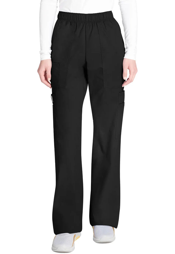 Cherokee Scrubs Women's Mid Rise Pull-On Cargo Pant Black | scrub-supply.com