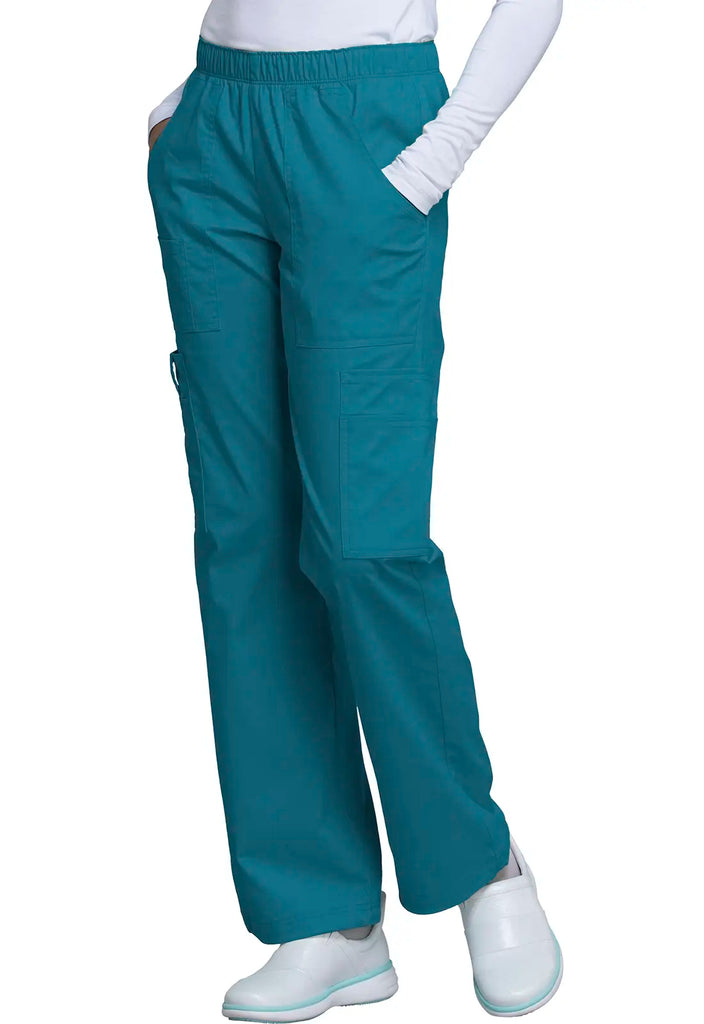 Cherokee Scrubs Women's Mid Rise Pull-On Cargo Pant Caribbean Blue | scrub-supply.com